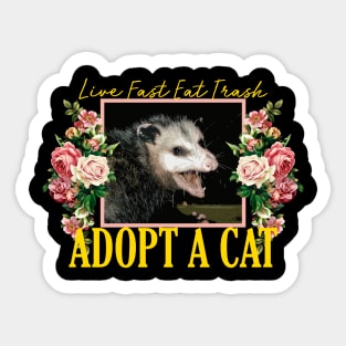 Adopt a Cat Possum Floral Aesthetic Sticker